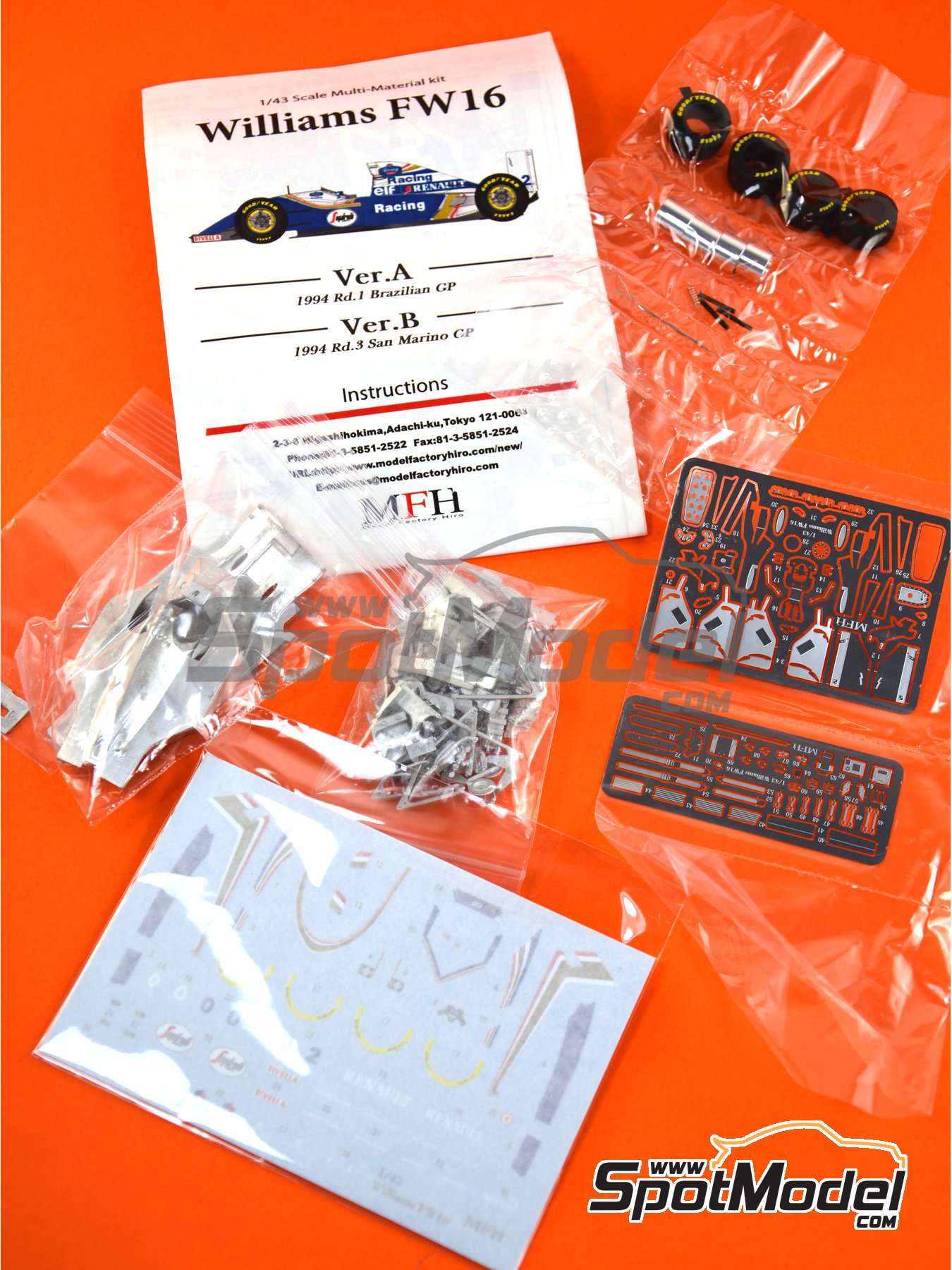 Williams Renault FW16 Williams Grand Prix Engineering Team sponsored by  Rothmans - San Marino Formula 1 Grand Prix 1994. Car scale model kit in  1/43 s